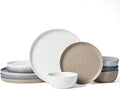 Famiware Mars Plates and Bowls Set 12 Pieces Dinnerware Sets Dishes Set for 4 Multi-color