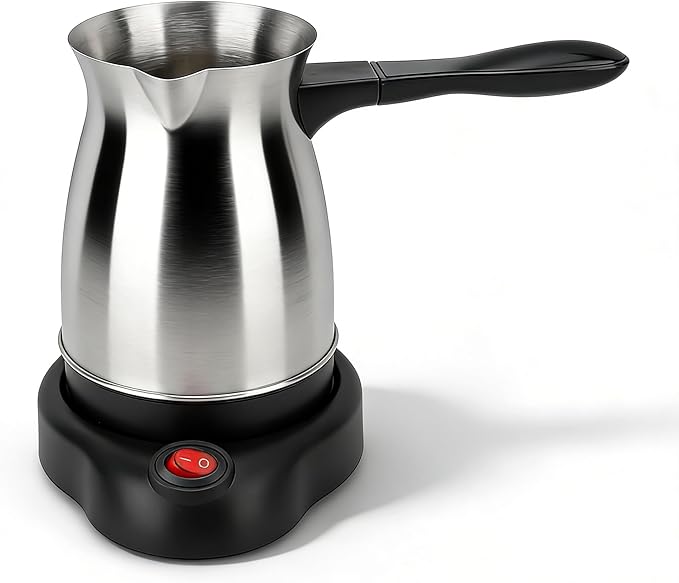 Turkish Coffee Maker 600ml Stainless Steel Turkish Coffee Pot Electric Arabic Greek Coffee Maker Machine Automatic Pot Warmer Kettle for Home Travel Office Camping and Daily Use