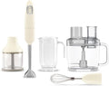 SMEG Hand Blender &amp Food Processor Bundle – HBF03 with HBFP11 Attachment – Retro Style 350W Motor Variable Speed Tritan™ Renew Bowl 5-in-1 Functionality Cream