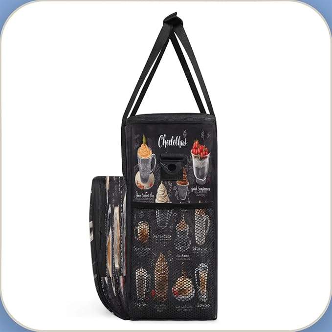 Drinks Themed Coffee Maker Carrying Bag Compatible with K-Mini or K-Mini Plus Portable Single Cup Coffee Maker Case with Pockets for K Cup Pods