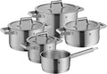WMF Comfort Line Advantage Saucepan Set - 5-Piece Induction Cooking Pot With Glass Lid Cromargan Matte Stainless Steel Scale Stackable Uncoated