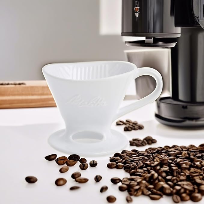 Melitta 1 Cup Porcelain Pour-Over Cone Coffeemaker Glossy White