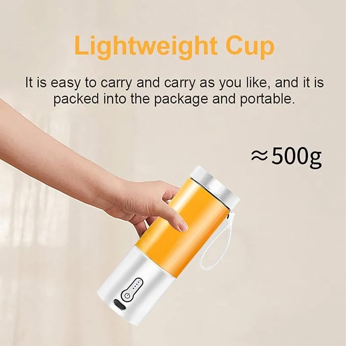 Portable Juicer Smoothie Blender USB Rechargeable Food Processor Fruit Mixer Machine Mini Juicer Blender Cup 530ML [White]