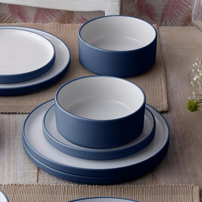 Noritake ColorTex Stone Blue 12-Piece Dinnerware Set Service for 4
