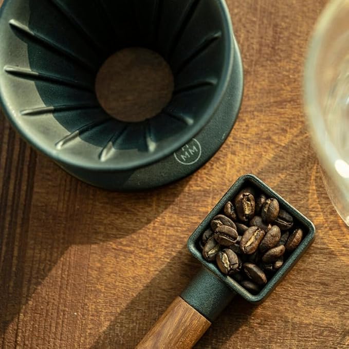 HMM Patio Coffee Dripper - Ceramic Pour Over Coffee Maker Brews 1-2 Cups Minimalist Aesthetic Design Essential for Drip Coffee Lovers SGS Certified - Black