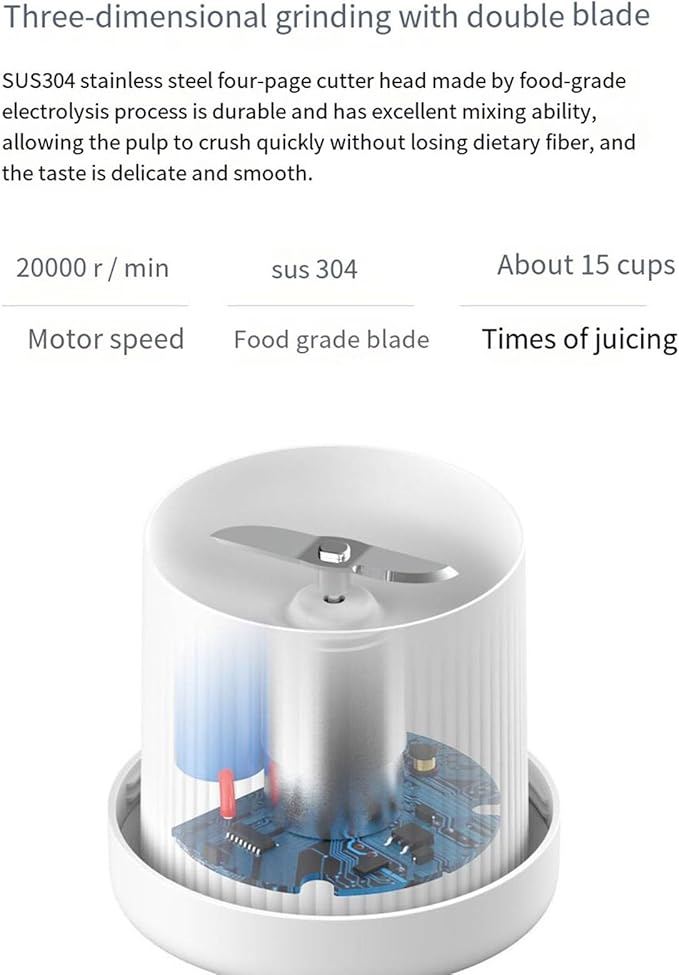 Electric Portable Juicer Cup 380Ml Home Wireless Charging Outdoor Portable Electric Juicer Cup Mini Fruit Mixer BottleWhite
