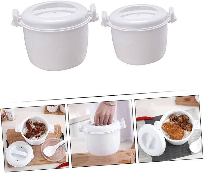 Zerodeko 2pcs Insulated Rice Cooker Microwave Rice Cooker Steamer Large Capacity Portable Home Office Supply