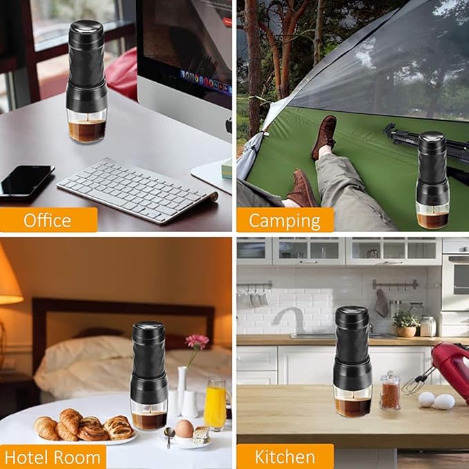 Portable Coffee Machine Manual Espresso Coffee Maker for Car Travel Camping Hiking Home Office Compatible with Coffee Powder &amp Coffee Capsule 80ml Water Capacity10g Coffee Powder Capacity