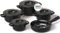 Pure Ceramic Healthy Non Toxic Cookware Set - Oven Safe Up to 1200F Microwave and Dishwasher Safe Longlasting and Lightweight - PFAS PTFE PFOA PFOS - Black