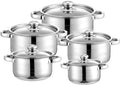 10-Piece Kitchen Pot and Pan Set Non Stick Stainless Steel Cookware Set Kitchen Aid Classic Cooking Set with Lids Soup Pot Compatible with All Cooktops(Gas Electric &amp Induction)Silver