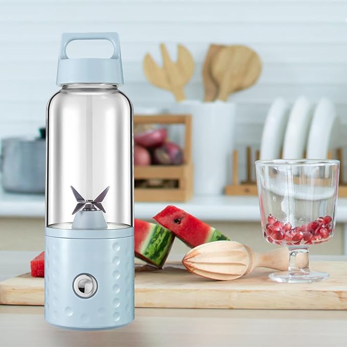 Portable Juicer Blender Electric Juicer Handheld Fruit Juicer Personal Fruit Mixer Mini Blender Cup Citrus Juicer Pink(Blue)