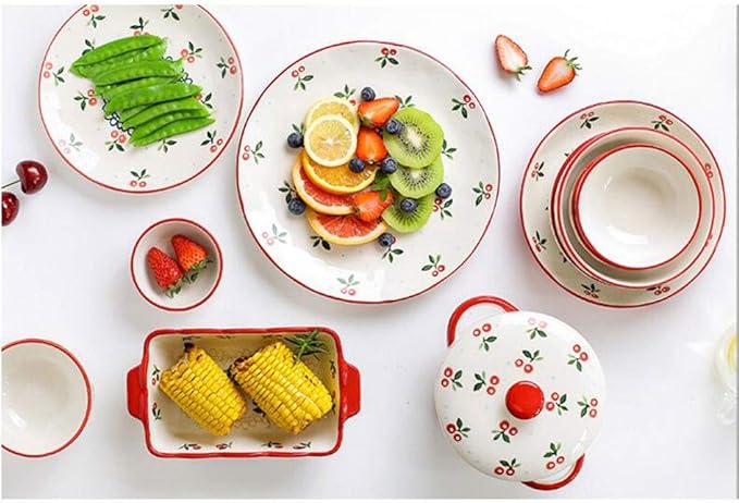 Elegant Dinnerware Set Dinner Plates Bowls Set Reactive Glaze Dinnerware Set Plates Dishes Bowls Plates and Bowls Set for Picnic Rv UseB