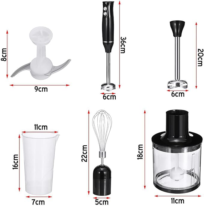 Food Blender 4-in-1 Household Handheld Food Cooking Stick with Ground Meat Cup Low and High Speed Setting Suitable for Home Kitchens To Prepare Children's Food So