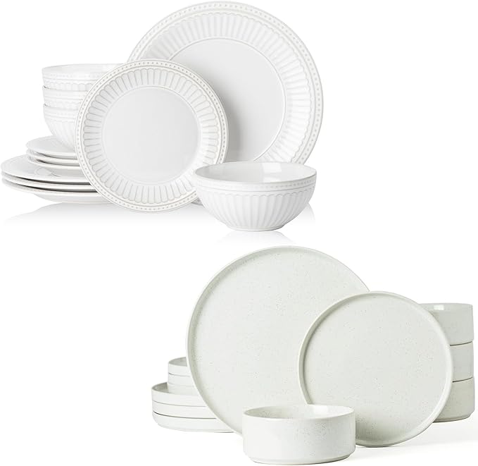 Famiware 24 Pieces Dinnerware Sets Dishes Set for 4 White