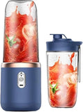 Portable Juicer Blender 400ml Electric Fruit Juicer USB Charging Lemon Orange Fruit Juicing Cup Smoothie Blender Machine 2cups(2 blue cups)