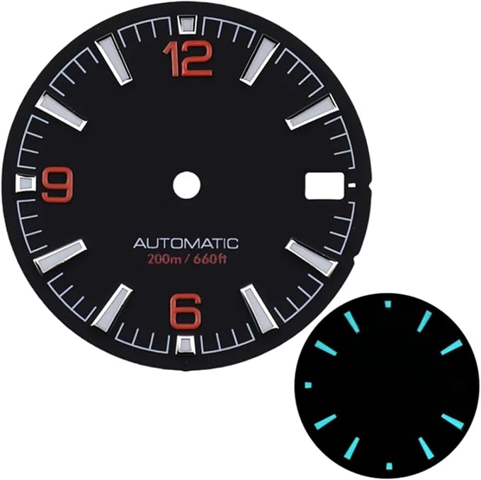 Quality Sea 600m Style Watch Dial with C3 for Bgw9 Green Blue Luminous for Nh35 Nh36 Mechanical Movement for Skx007 Case 28.5mm Dial(4)