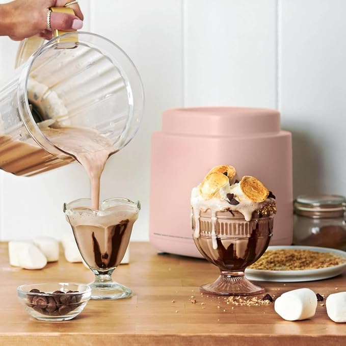 PowerExact Blender PrecisionSense Tech 3 Speeds 4 Presets 50oz BPA-Free Jar 20oz To-Go Cup No Drippy Sippy Lid Auto-Clean Dishwasher Safe Ice Crush &amp Smoothies (Rose)
