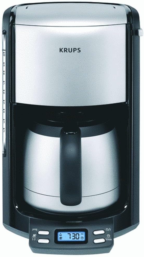 KRUPS FMF5 Programmable Coffee Maker with Double Wall Thermal Carafe and LED control panel 10-Cup Black