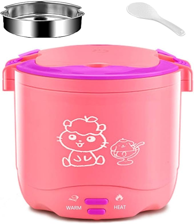 Rice Cooker Mini with Steamer Slow Cooker and Food Steamer Non-Stick Inner Pot Keep Warm Functionality 1.2L UpgradePink