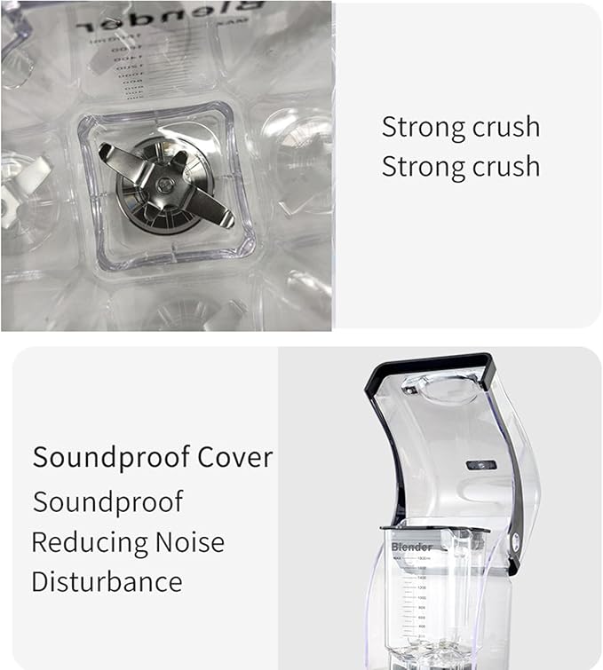 1.8L Ice Crusher Touch Soybean Milk Fruit Juice Regulation Timing Sound Insulation with Cover Milk Tea Shop Smoothie MachineB