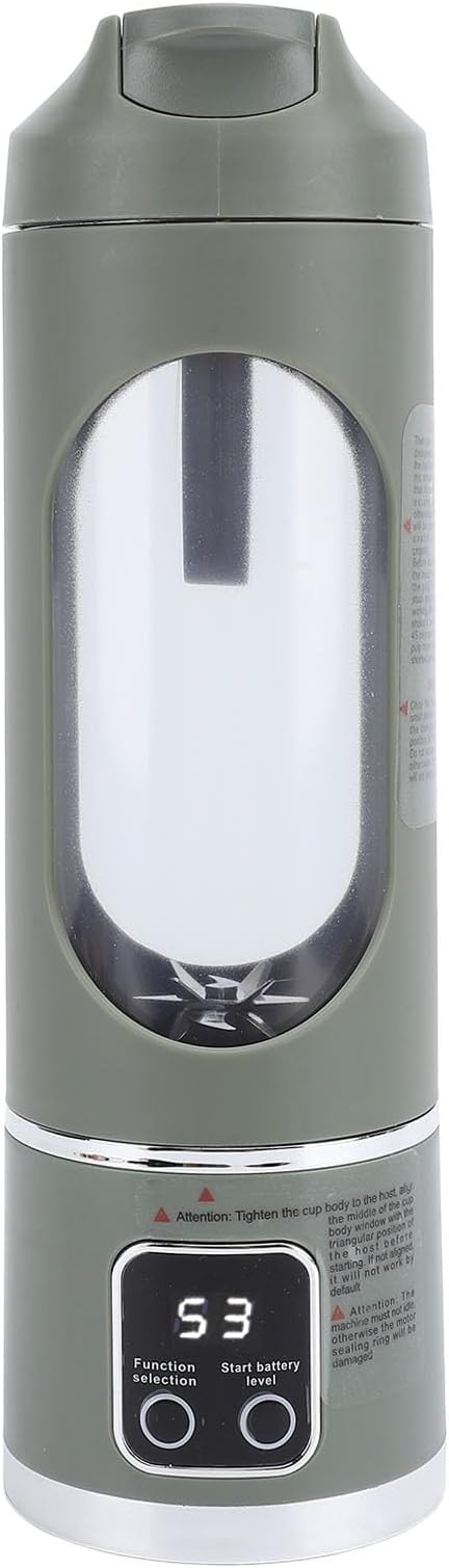 450ML Portable Juicer Cup - USB Rechargeable Travel Blender with 12 Blades &amp 3 Speeds - Smoothies &amp Fruit Juices for Home Office and Outdoors (Green)
