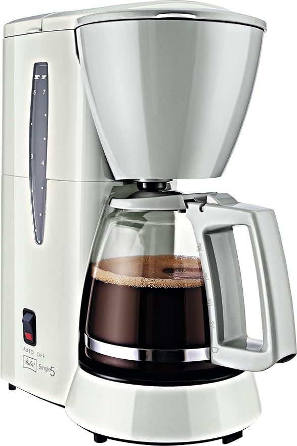 Melitta Single 5 M 720-1 Coffee Filter Machine Glass Pot Drip-Stopper Turns Off Automatically weiß/grau