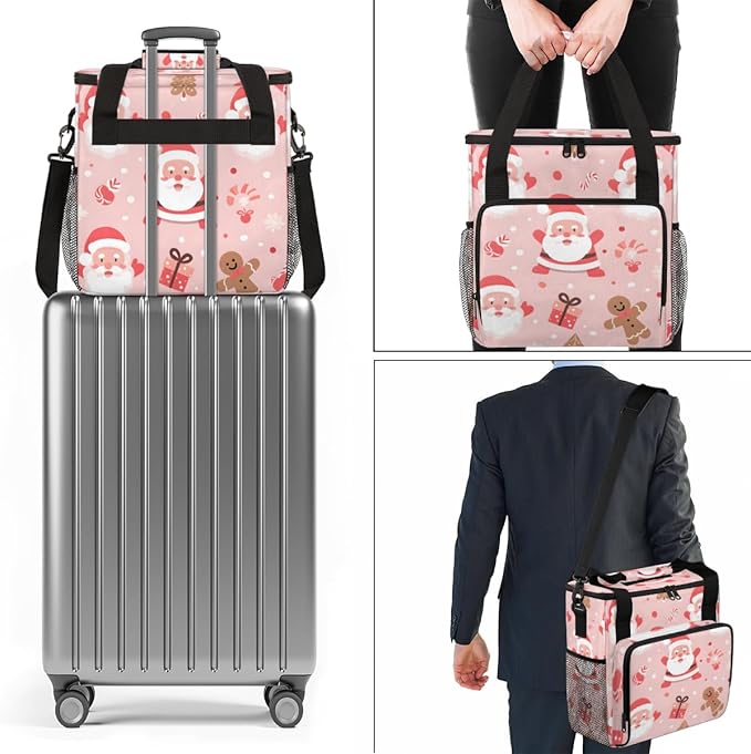 Fantastic Santa Claus Coffee Maker Carrying Bag Dreamy Santa Claus Travel Storage Bag Compatible with K-Mini or K-Mini Plus Single Serve Coffee Brewer Carrying Case with Pockets &amp Shoulder Strap