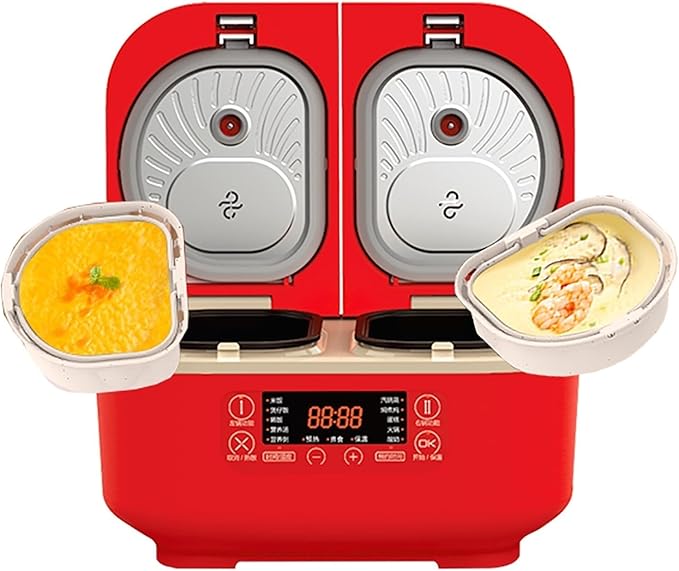 Rice Cooker (1.5+1.5L) Home Double Inner Integrated Multi-function Rice Cooker 12H Appointment and Insulation for 1-3 People(B)