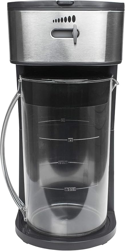 Iced Tea and Coffee Maker with 64oz Pitcher – Automatic Brewer with Strength Selector Reusable Filter and Auto Shut Off (Black)