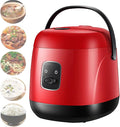 Mini Rice Cooker Fully Automatic Electric Rice Cooker With Portable Handle Easy To Clean Non-StickDetachable Cooking Pot (Red)