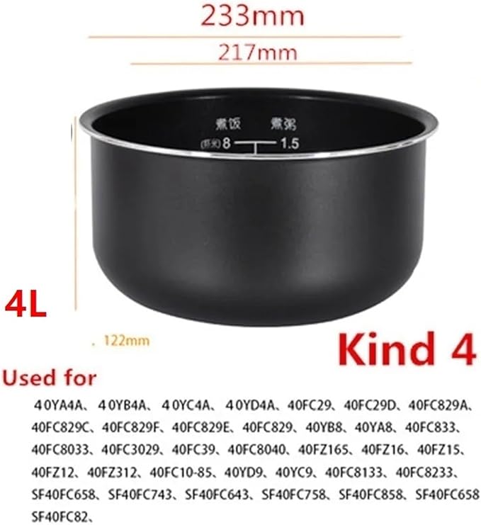 Electric Rice Cooker Inner Pot Compatible for SUPOR Electric Pressure Cooker Inner Pot 2.5L/3L/4L/5L/6L Non Stick Pot Inner Pot (Multiple Kind 4(4L))