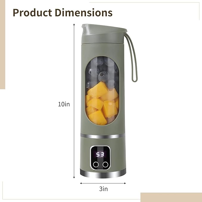Juicer Cup Portable Student Blender Multifunctional In-House Battery U Charging 450 Ml / 15.2 Fl Oz Capacity Home And Trip Use With Silicone Handle