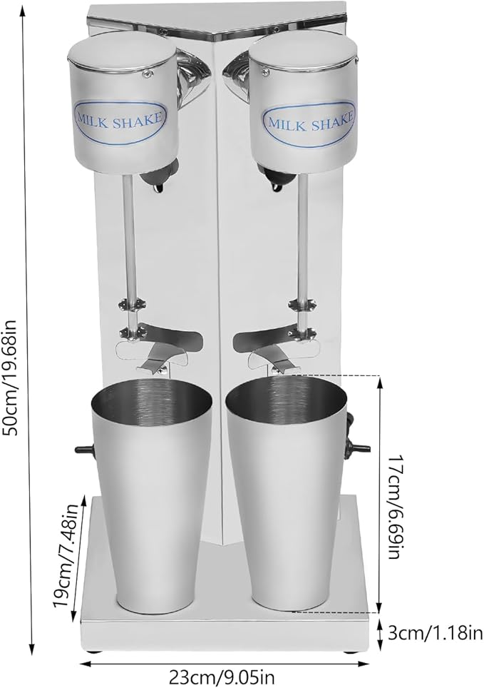 Milkshake Maker Machine Electric Milkshake Blender Maker Commercial Stainless Steel Milk Shaking Machine Double Heads Milk Shaker Electric Drink Mixer for Home Bars Milkshakes Coffee(Style 6)