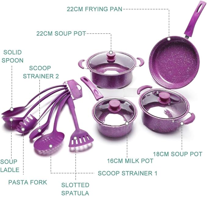Non Stick Pots and Pans Set 13 Piece Kitchen Utensil Set Kitchen CookwareBlack13 Piece-Blue-13 Piece