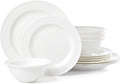 Lenox Dinnerware Set Studio 1414 Rimmed 12-Piece Set Service For 4 Bone China Material Dishwasher &amp Microwave Safe Home And Kitchen Kitchen And Dining Plates And Bowls Sets (White 12 Piece