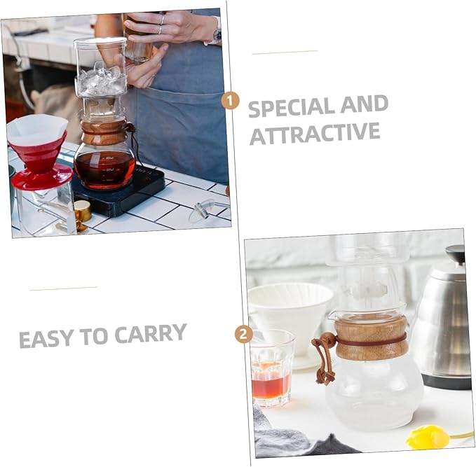 Mikinona 1set Glass Cold Brew Coffee Pot Drip Coffee Maker for Easy Brewing Lightweight and Portable Design for Use Safe Material Beautiful Appearance
