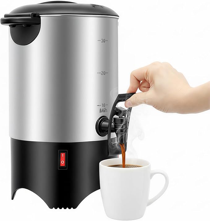 5.2L Electric Coffee Maker Stainless Steel Coffee Urn 175Oz Commercial Coffee Dispenser 1000W Electric Coffee Maker Beverage Dispenser for Offices Hotels Home