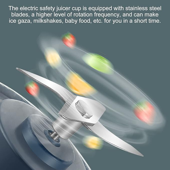 Electric Juicer Cup Portable Blender Multi Purpose One Click Function USB Charging Handheld Safety Juicer Cup Office (Dark Green)