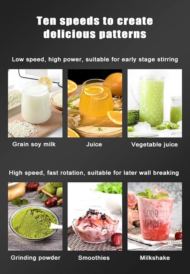 Professional Smoothie Blender 2L Commercial Smoothie Maker 1600W Power Motor 10 Speeds and 4 Dimensional Spoiler Function Can Make Smoothies Milkshakes Soy Milk Juice and More