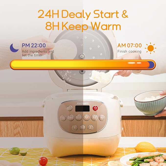 Joydeem Ceramic Rice Cooker 6 Cups Uncooked Rice Cookers with Pure Ceramic Inner Pot Healthy &amp PFOA Free 3L/3.2 qt DFB-C300