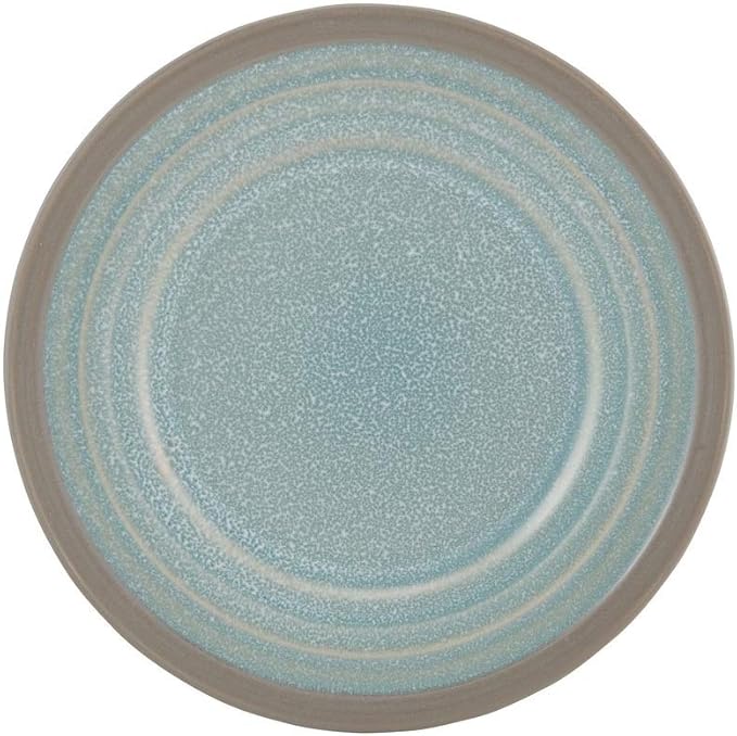 16 Piece Mid-Century Modern Durable Stoneware Dinnerware Set Casual Microwave &amp Dishwasher Safe Colorful Brown Blue Dinnerware Sets for 4 Round Dinner &amp Salad Plates Bowls and Mugs