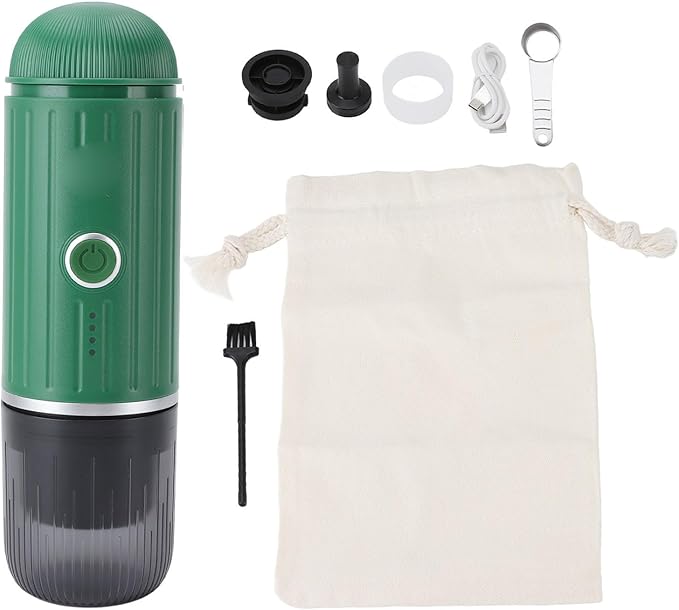 Portable Coffee Maker Mini Machine 19 Bar High Pressure Professional Oil Extraction Compact Travel Coffee Machine for Home Office &amp Travel Plastic (Green)