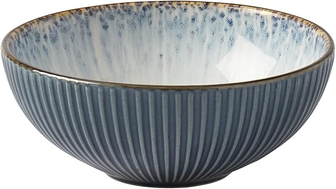 Tabletops Gallery Speckled Farmhouse Collection- Stoneware Dishes Service for 4 Dinner Salad Appetizer Dessert Plate Bowls 16 Piece Jura Embossed Dinnerware Set in Smoky Blue