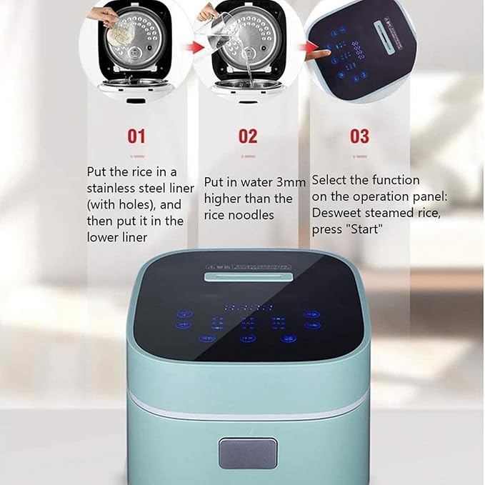 Smart Desugar Rice Cooker 2.6L Blue Sugar-Free &amp Regular Rice 24-Hour Timer 4-5 People 6-7 Bowls