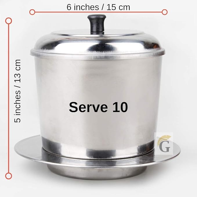 Large Vietnamese Coffee Maker - 10 Cup Stainless Steel French Press Style Coffee Pot with Pour Over Dripper Portable
