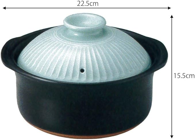 54-94171/2-981213 Rice Pot Blue 3 Cups Rice Pot 8.9 x 6.1 inches (22.5 x 15.5 cm) 67.9 fl oz (1700 cc) For Direct Fire Rice Cooking Rice Earthenware Pot Banko Ware