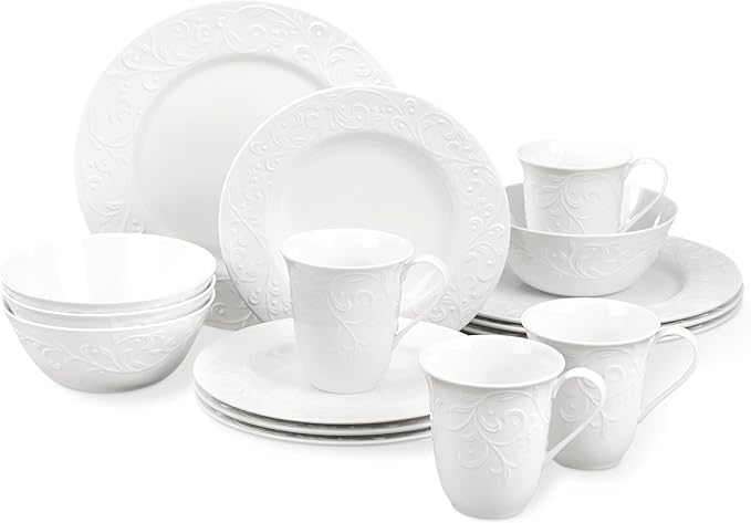 Lenox 851746 Opal Innocence Carved 16-Piece Dinnerware Set
