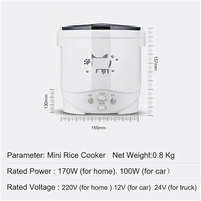 Fit for Mini Rice Cooker Portable MultiCooker Household Rice Cookers 24V 220V Pot Cooking Machine Pans Car Truck Home(220V for Home)