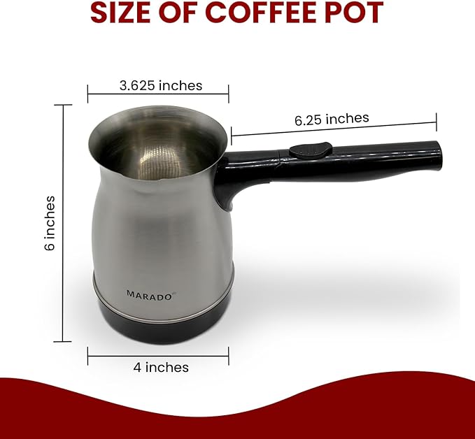 MARADO — Arabic/Turkish Foldable/Portable — Electric Coffee pot — Stainless Steel — up to 5 cups
