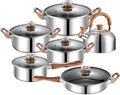 12 Piece Pot Handle with Kettle Cooking Pan Kitchen Cookware Non Stick Cooking Pot Set Stainless SteelNatural Color 12Ps12 Ps-Non-Stick 12ps-12 ps